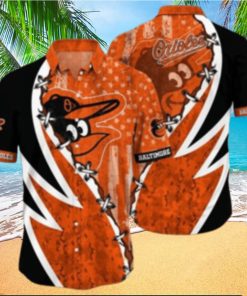 Orioles Aloha Shirt With Dynamic Swirl And Star Pattern In Team Colors