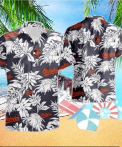 Orioles Monochrome Floral And Team Logo Casual Hawaiian Shirt