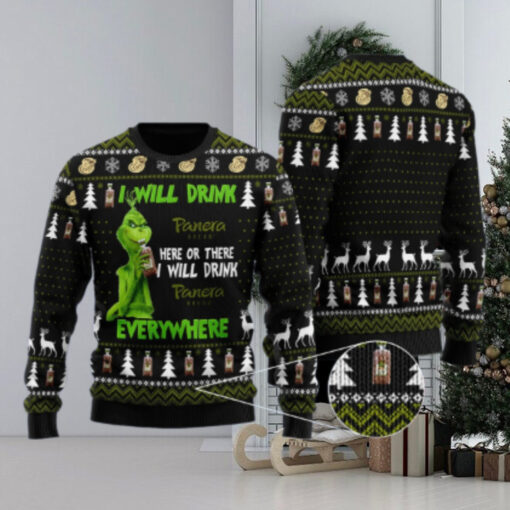 Panera Bread Grinch Will Drink Everywhere Ugly Sweater