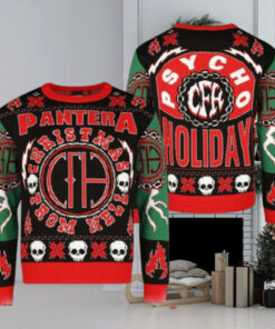 Pantera Christmas From Hell Psycho Holiday Knitted Ugly Christmas Sweater