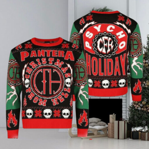 Pantera Christmas From Hell Psycho Holiday Knitted Ugly Christmas Sweater