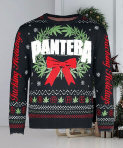 Pantera Christmas Wreath Fucking Holiday Snowy Pattern Ugly Christmas Sweater