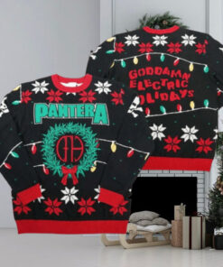 Pantera Goddamn Electric Holidays Snowflakes And Christmas Lights Xmas Gift Ugly Christmas Sweater