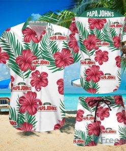 Papa John’s Tropical Flower Aloha Hawaiian Shirts And Short Summer Beach Set