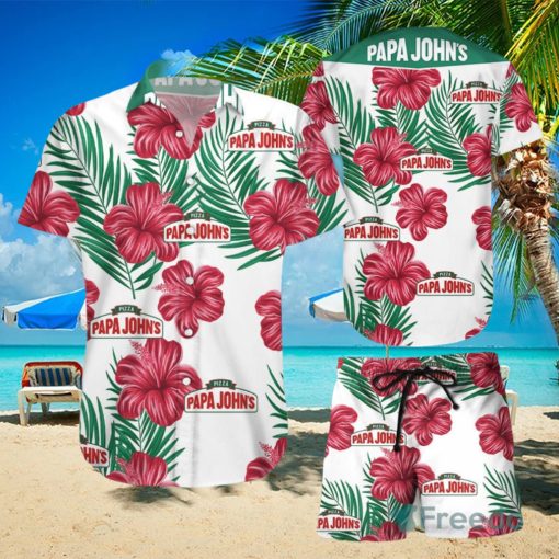 Papa John’s Tropical Flower Aloha Hawaiian Shirts And Short Summer Beach Set