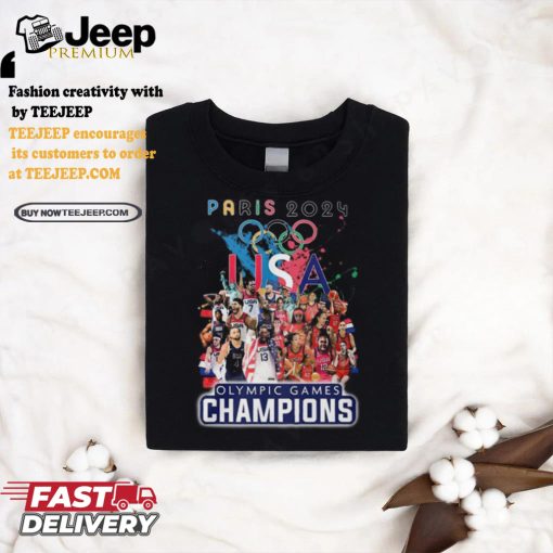 Paris 2024 United States Woman’s And Men’s Basketball Team Olympic Games Champions T Shirt