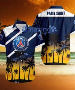 Paris Saint Germain F FC Logo Button Down Hawaiian Shirt Hip Summer Trend