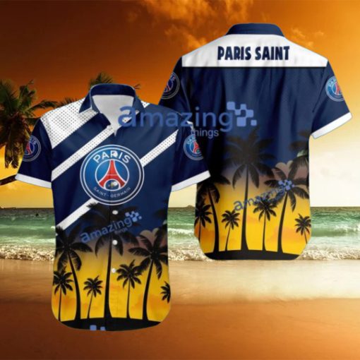 Paris Saint Germain F FC Logo Button Down Hawaiian Shirt Hip Summer Trend