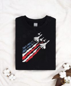 Patriotic Fighter Jet Airplane American Flag Vintage T Shirt