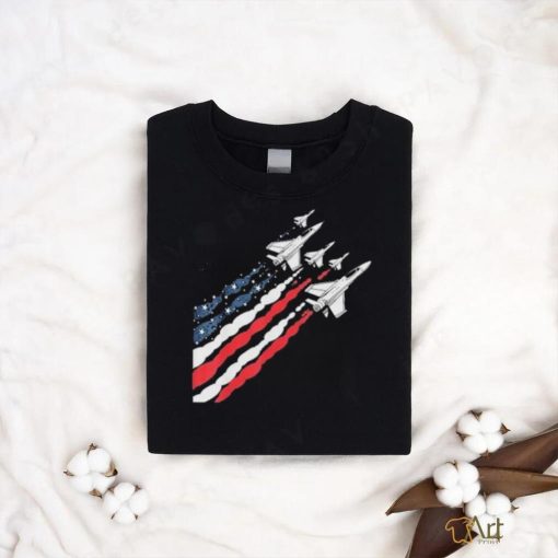 Patriotic Fighter Jet Airplane American Flag Vintage T Shirt