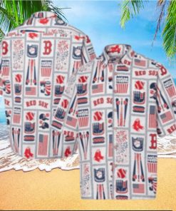 Patriotic Red Sox Fanfare Tropical Hawaiian Shirt