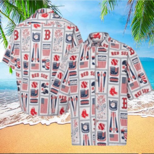 Patriotic Red Sox Fanfare Tropical Hawaiian Shirt