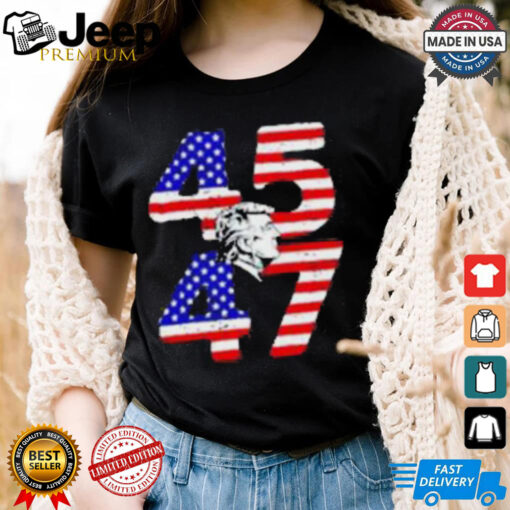 Patriotic Silhouette 45 47 Trump American flag shirt