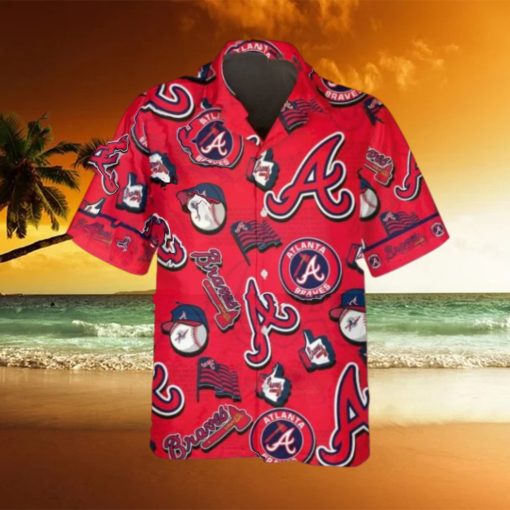 Pattern Logo Atlanta Braves Hawaiian Shirt, MLB Hawaiian Shirt