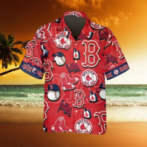 Pattern Logo Boston Red Sox Hawaiian Shirt, MLB Hawaiian Shirt