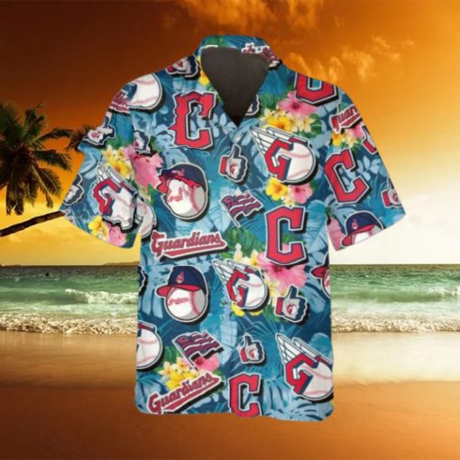 Pattern Logo Cleveland Guardians Hawaiian Shirt, MLB Hawaiian Shirt