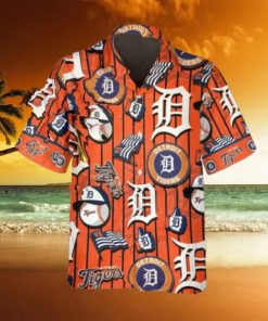 Pattern Logo Detroit Tigers Hawaiian Shirt, Detroit Tigers Aloha Shirt, MLB Hawaiian Shirt