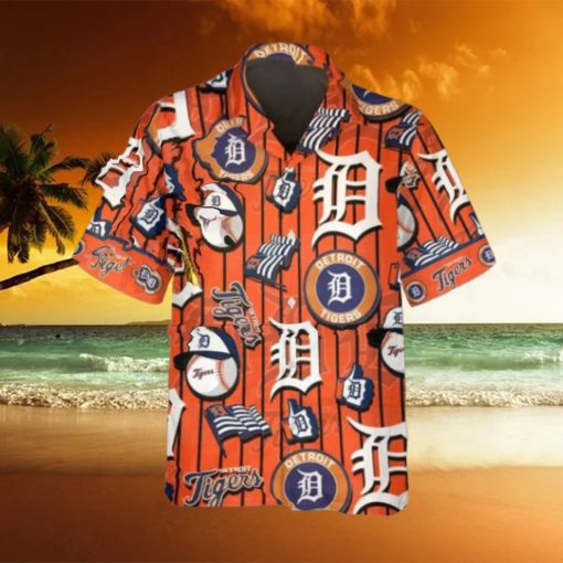 Pattern Logo Detroit Tigers Hawaiian Shirt, Detroit Tigers Aloha Shirt, MLB Hawaiian Shirt