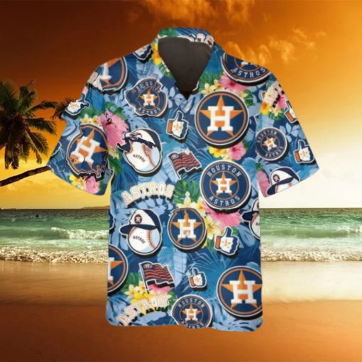 Pattern Logo Houston Astros Hawaiian Shirt, Houston Astros Aloha Shirt, MLB Hawaiian Shirt