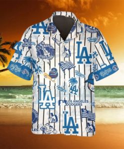 Pattern Logo Los Angeles Dodgers Hawaiian Shirt, Dodgers Aloha Shirt, MLB Hawaiian Shirt