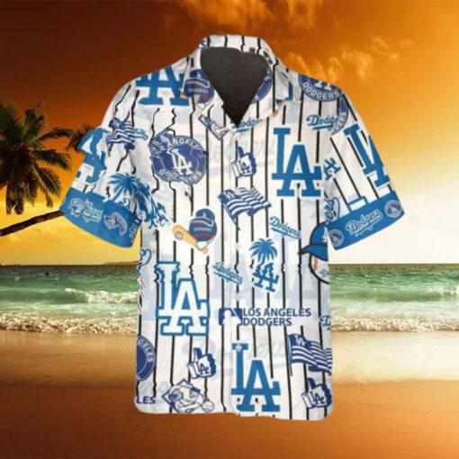 Pattern Logo Los Angeles Dodgers Hawaiian Shirt, Dodgers Aloha Shirt, MLB Hawaiian Shirt