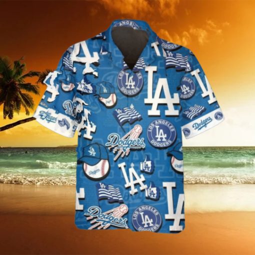 Pattern Logo Los Angeles Dodgers Hawaiian Shirt, MLB Hawaiian Shirt