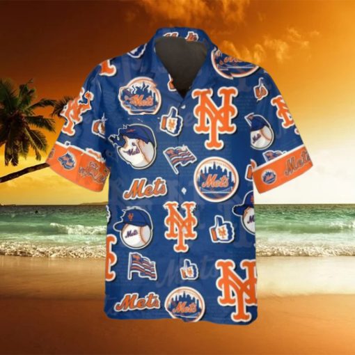 Pattern Logo New York Mets Hawaiian Shirt, MLB Hawaiian Shirt