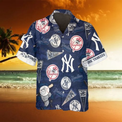 Pattern Logo New York Yankees Hawaiian Shirt, MLB Hawaiian Shirt