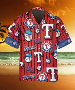 Pattern Logo Texas Rangers Hawaiian Shirt, Texas Rangers Aloha Shirt, MLB Hawaiian Shirt