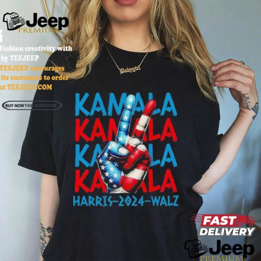 Peace Kamala Harris Tim Walz 2024 US flag shirt