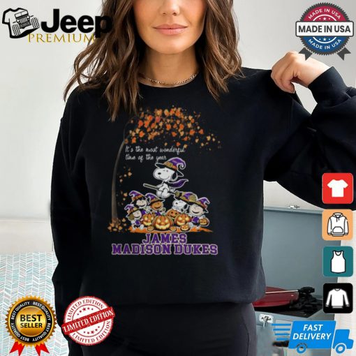 Peanuts Characters James Madison Dukes Halloweens It’s The Most Wonderful Time Of The Year Shirt