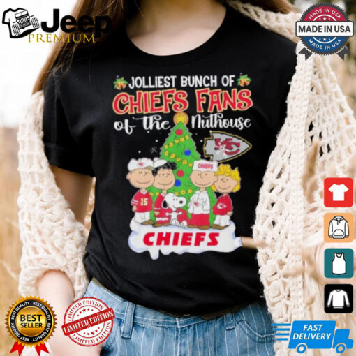 Peanuts Characters Jolliest Bunch Of Kc Chiefs Fans Of The Nuthouse Christmas Shirt