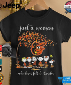 Peanuts Characters Just A Girl Who Loves Fall And Baltimore Orioles 2024 Shirt