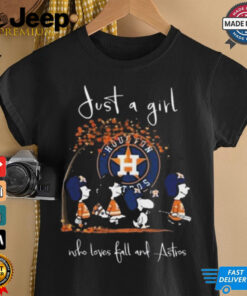 Peanuts Characters Just A Girl Who Loves Fall And Houston Astros 2024 Shirt