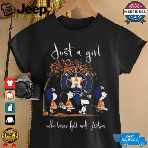 Peanuts Characters Just A Girl Who Loves Fall And Houston Astros 2024 Shirt