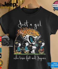 Peanuts Characters Just A Girl Who Loves Fall And Jacksonville Jaguars 2024 Shirt