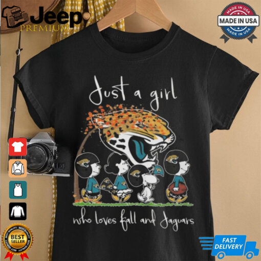 Peanuts Characters Just A Girl Who Loves Fall And Jacksonville Jaguars 2024 Shirt