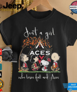 Peanuts Characters Just A Girl Who Loves Fall And Las Vegas Aces 2024 Shirt