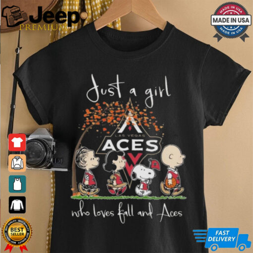 Peanuts Characters Just A Girl Who Loves Fall And Las Vegas Aces 2024 Shirt