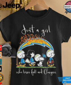 Peanuts Characters Just A Girl Who Loves Fall And Los Angeles Chargers 2024 Shirt