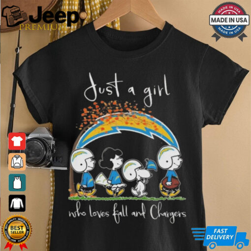 Peanuts Characters Just A Girl Who Loves Fall And Los Angeles Chargers 2024 Shirt