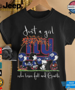 Peanuts Characters Just A Girl Who Loves Fall And New York Giants 2024 Shirt