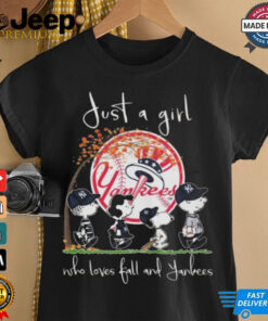 Peanuts Characters Just A Girl Who Loves Fall And New York Yankees 2024 Shirt