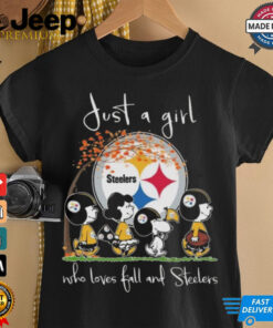 Peanuts Characters Just A Girl Who Loves Fall And Pittsburgh Steelers 2024 Shirt