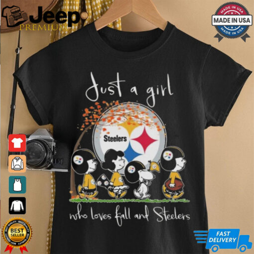 Peanuts Characters Just A Girl Who Loves Fall And Pittsburgh Steelers 2024 Shirt