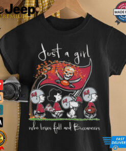 Peanuts Characters Just A Girl Who Loves Fall And Tampa Bay Buccaneers 2024 Shirt