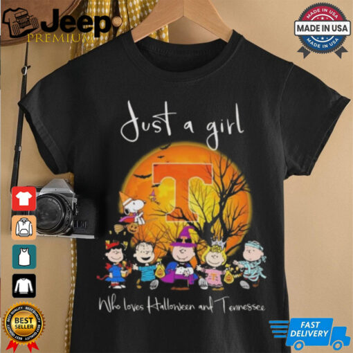 Peanuts Characters Just A Girl Who Loves Halloween And Tennessee 2024 Shirt