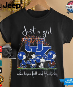 Peanuts Characters Just A Girl Who Loves fall And Kentucky Wildcats 2024 Shirt