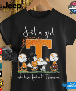 Peanuts Characters Just A Girl Who Loves fall And Tennessee Vols 2024 Shirt