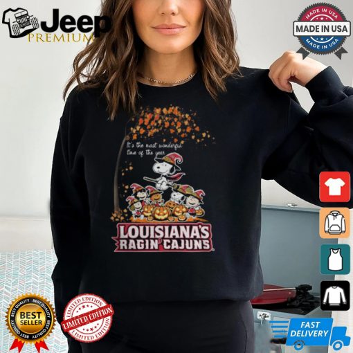 Peanuts Characters Louisiana Ragin’ Cajuns Halloweens It’s The Most Wonderful Time Of The Year Shirt